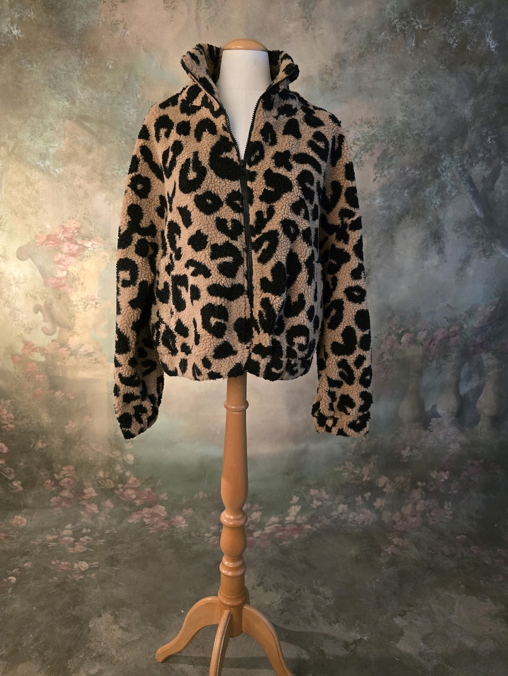 New In Leopard Print Sherpa Teddy Jacket S